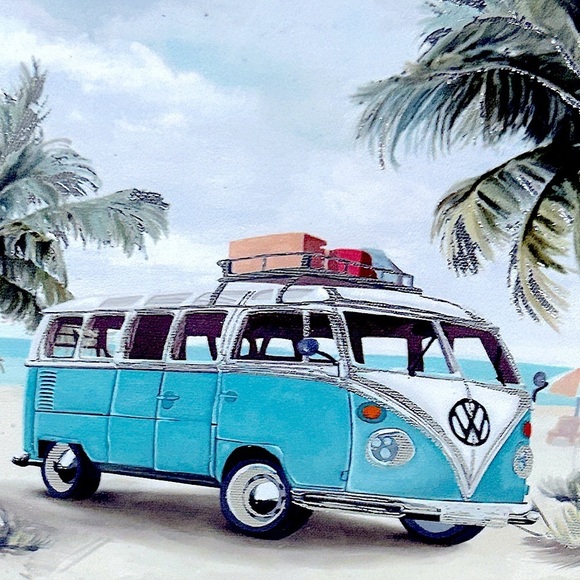 VW Bus Beach Bum Van Life Canvas Wall Art 8 x 8 Ready to Hang NEW Daydreaming - Picture 2 of 6